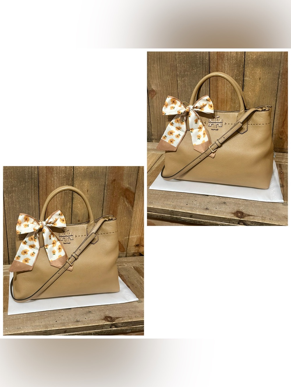 Tory Burch. McGraw Triple-Compartment Satchel with Free Scarf and Dust Bag. - Picture 14 of 16